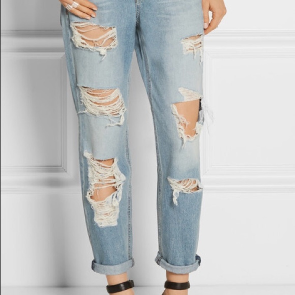 Rag and Bones Ripped Boyfriend jeans. Low rise